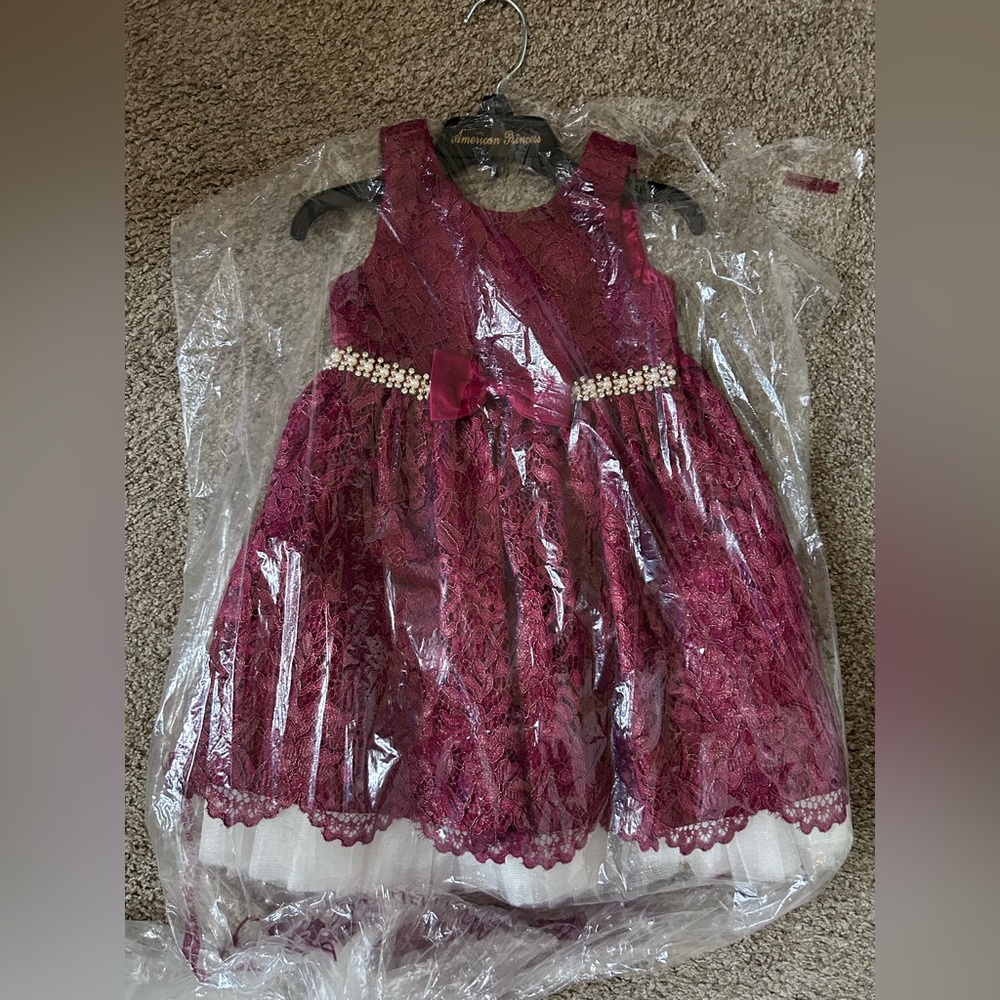 American Princess Burgundy Lace Dress - Picture 2 of 4